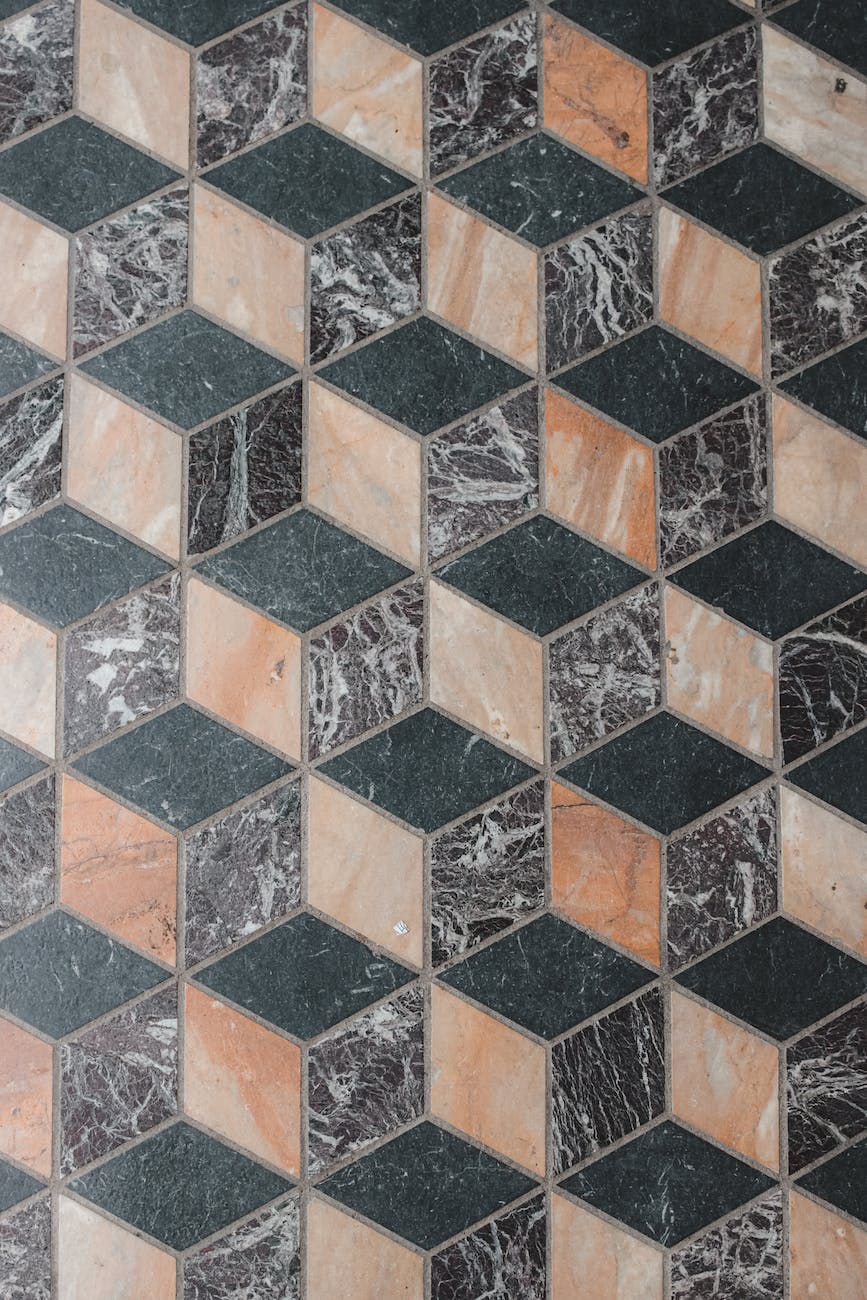 geometric mosaic ornament on tiled floor